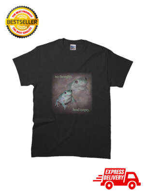 no thoughts head empty frog retro word art funny meme T-Shirt Size S to 2XL