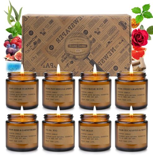 8 Pack Candles for Home Scented Aromatherapy Jar Candle Gifts for Women Natur...