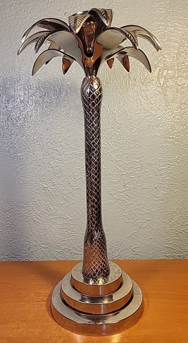 CHROME Metal PALM TREE CANDLE STICK 17" Tall from INDIA EXCELLENT CONDITION - 第 1/11 張圖片