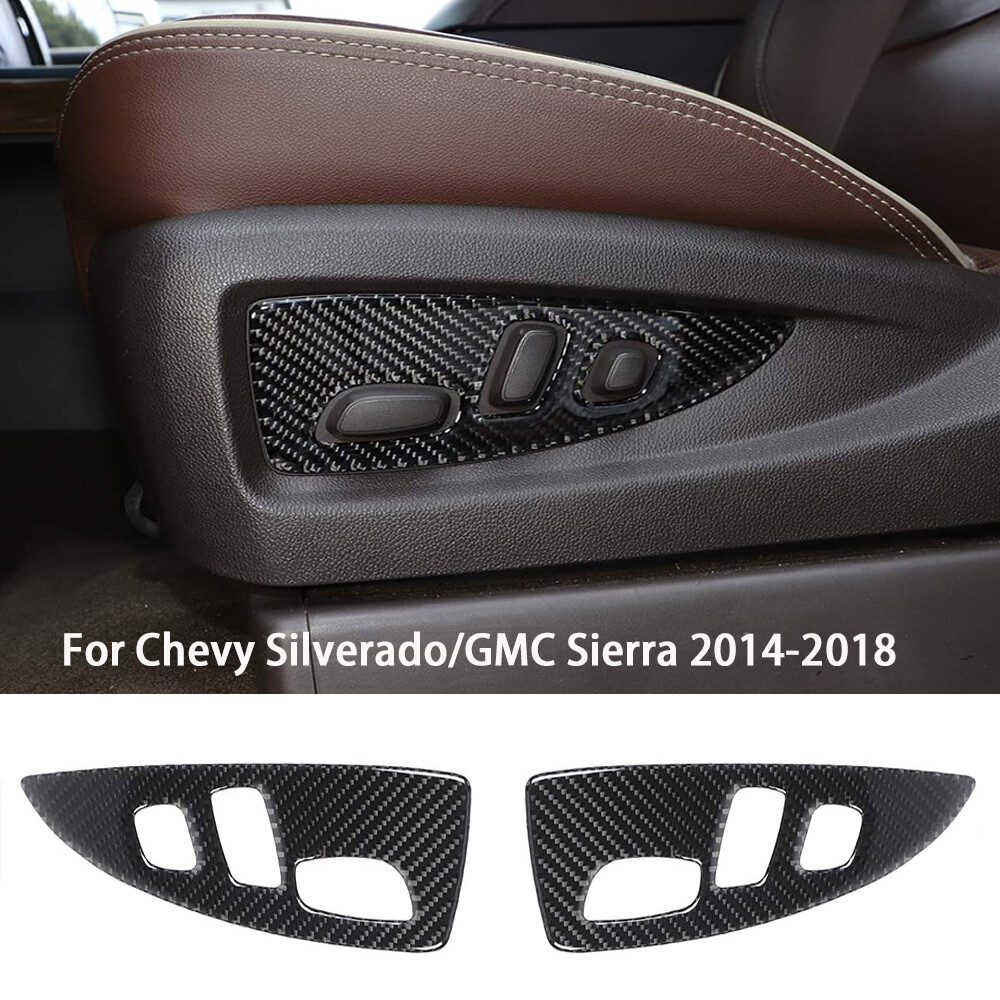 Seat Adjustment Panel Trim For Chevy Silverado GMC Sierra 2014-2018 Carbon Fiber