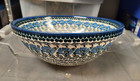 Polish pottery stoneware Boleslawiec bowl CA blue flower with flaw-- as is — photo 3