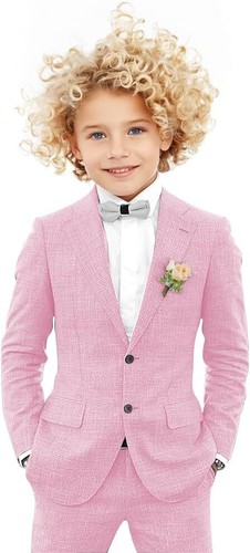 Boy Summer Lightweight Linen Suit Set Blazer Pants Cute Stylish for Wedding Ring - Picture 18 of 36