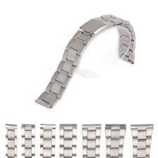12/14/16/18/20/22/24mm Silver Stainless Steel Straight End Watch Strap Band
