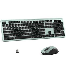 Wireless Keyboard and Mouse Combo Full-Size 104-Key Office Keyboard with 15 F...