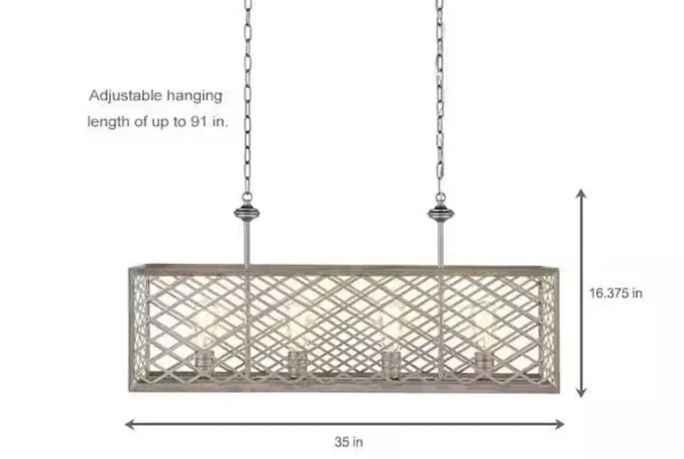 Home Decorators Wallace Manor 35 дюймов 4-светлая позолоченная оловянная линейная люстра  - Изображение 3 из 4