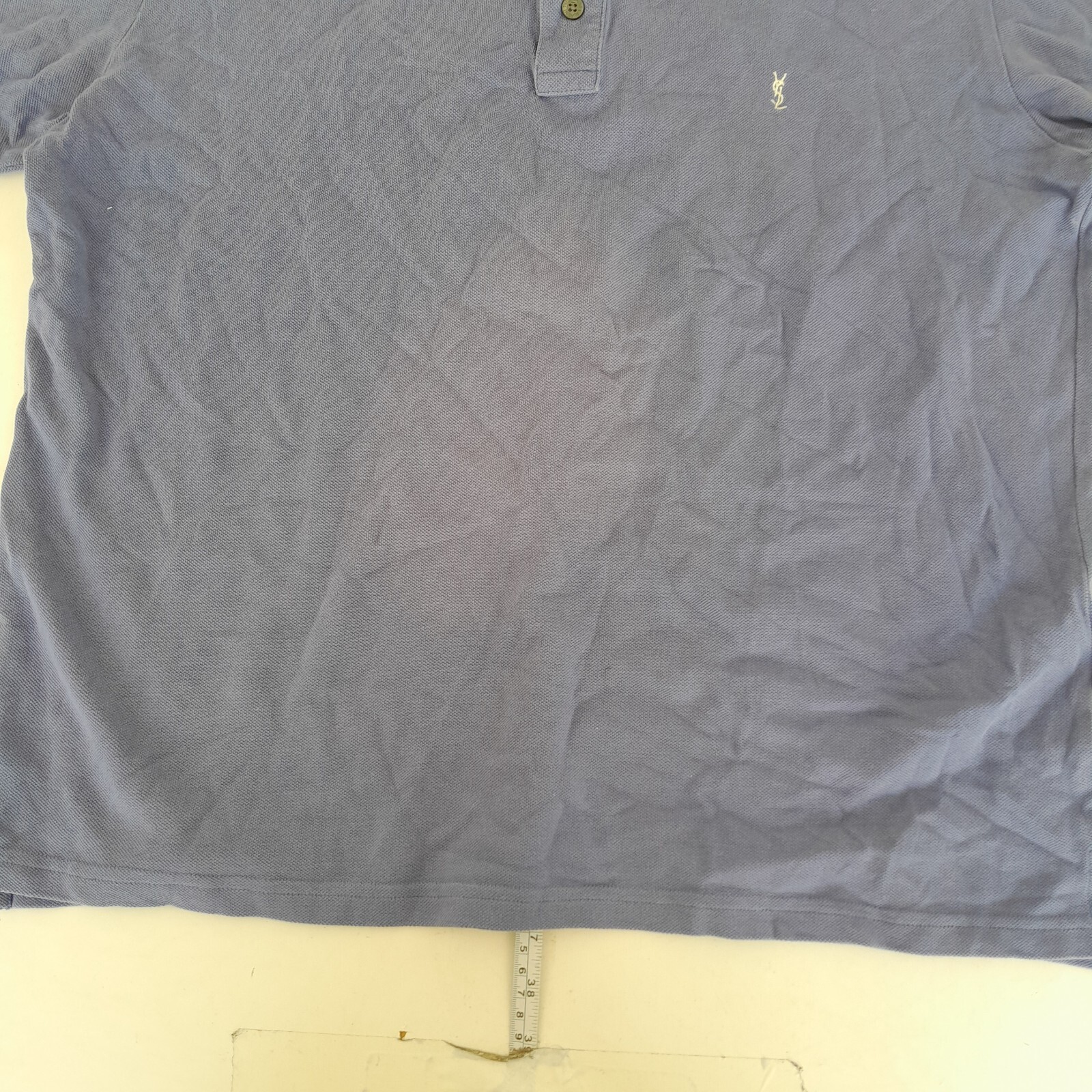 Polo YVES SAINT LAURENT grande blu uomo manica corta cotone tinta unita YSL