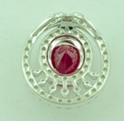 14k Solid White Gold Natural Oval Ruby & Diamond Pendant Cocktail 3.56  Carats — photo 3