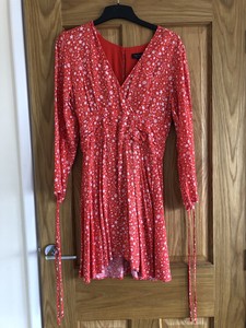 topshop red and white dress