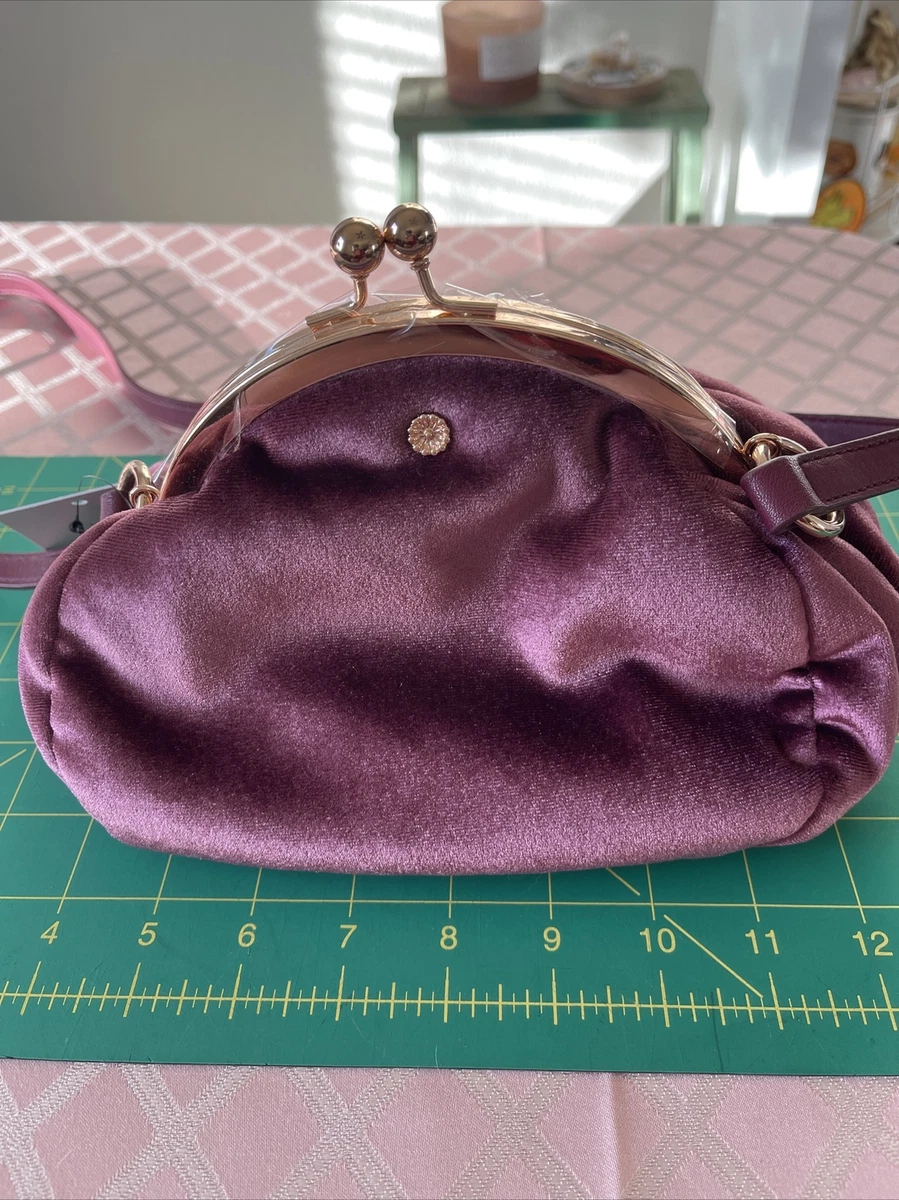 LC Lauren Conrad Velvet Small Purple Crossbody Bag OS New With Tags