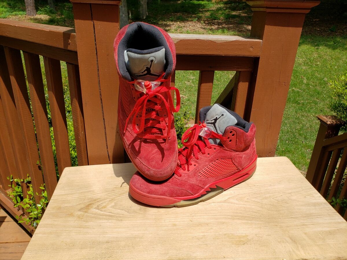 Men's Nike Air Jordan 5 V Retro Red Suede University Red Men's Nike Air Jordan 5 V Retro Red Suede University Red
