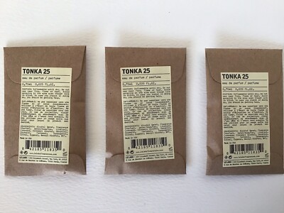 Lot Of 3 X Le Labo TONKA 25 Eau de Parfum 0.75ml/0.025oz SEALED SAMPLE