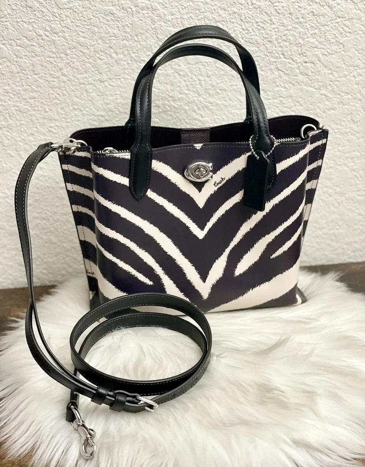 Coach Willow Tote 24 With Zebra Print NWT CM561 Zebra