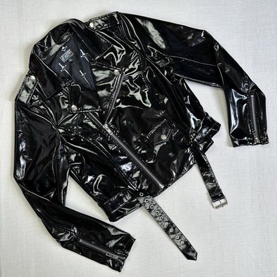 Lip Service Moto Biker Jacket Cropped FN Vinyl PU Fetish Gothic Vamp Women XL