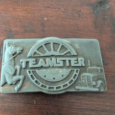 Teamster Solid Brass Belt Buckle Union Truckers Baron Buckle Vintage 1978 :E