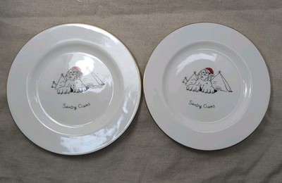1999 Sandy Claus Merry Masterpieces Fine Porcelain Christmas Dessert Plate Set