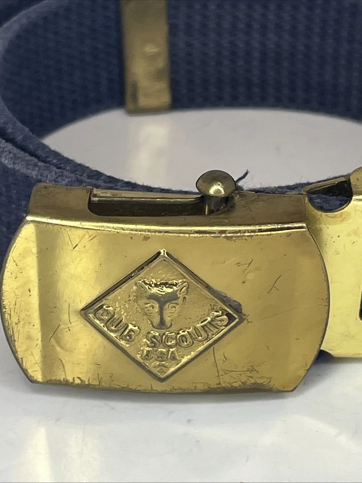 Cub Boy Scout Official Uniform Blue Belt S M 30” USA Made Solid Brass Buckle(A2) - Image 2 of 4