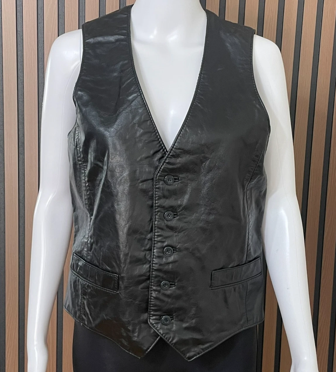Vintage Berman's The Leather Experts Men's 38 Black Vest Made In Korea Vintage