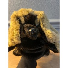 Vintage WASI Germany Dog Hand Puppet Brown Black Floppy Ears Plush Toy