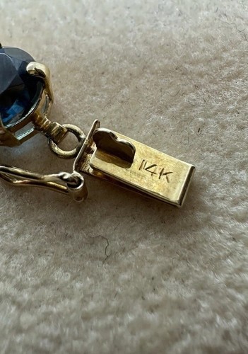 Beautiful 14K Solid Yellow Gold Blue CZ Tennis Bracelet 7.25"in 11g Minty!:) - Picture 7 of 13