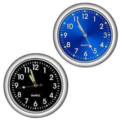 Mini Car Clock Stick on Dashboard L Color: Black, BlueItem Package Quantity: 2