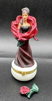 NEW Barbie Flower Box Rose Hispanic Trinket Box Avon Figurine COA, Original Box