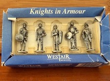 Westair Knights in Armour Set of 5 Miniature Pewter Figurines London, England