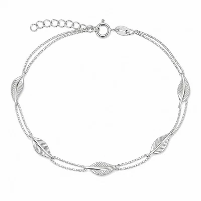 Fußkette Fußkettchen Blatt 925 Silber Damen verstellbar Geschenk - Bild 1 von 4