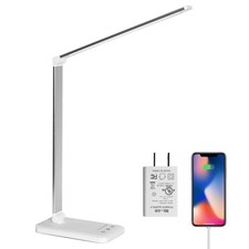 LED Desk Lamp, Stepless Dimmable, USB Port, Touch, Memory, Timer, 25 Brightness