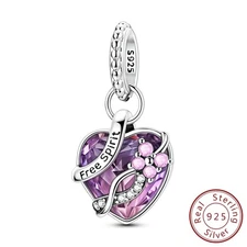 MULA European 925 Sterling Silver DIY Charm Pink CZ Butterfly For Women Bracelet