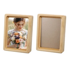 2pcs 4 x 5" Wood Mini Photo Frames Wooden Finish Picture Frame, Wood Color