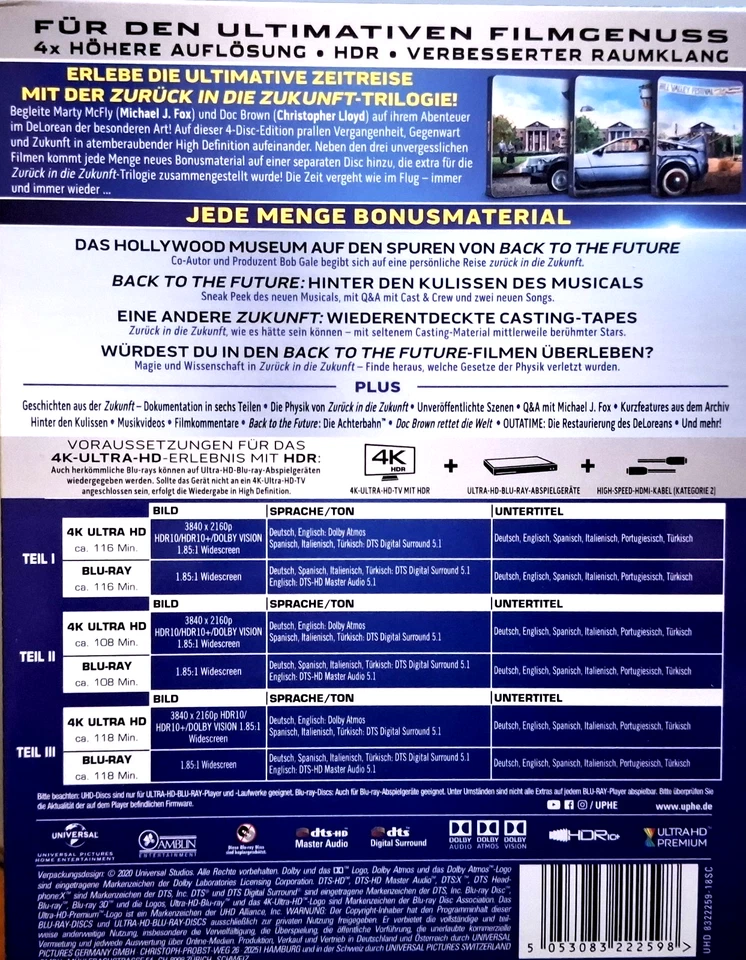 ZURÜCK IN DIE ZUKUNFT - Trilogie Limited Steelbook 4K UHD + BLU-RAY - sehr gut - Bild 2 von 2