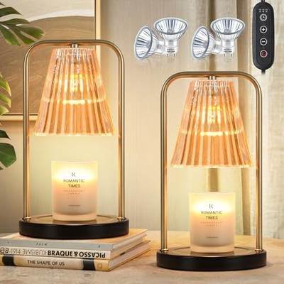 VERRON Candle Warmer Lamp for Jar Candles, HD005-2P AMBER & GOLD & METAL