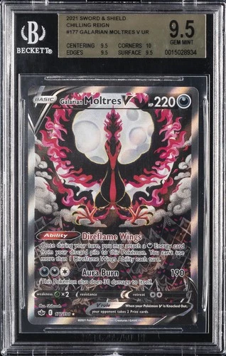 2021 POKEMON CHILLING REIGN SWSH ULTRA RARE #177 GALARIAN MOLTRES V BGS 9.5