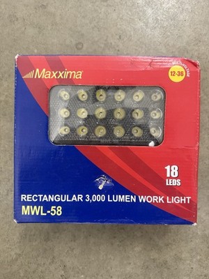 Maxxima MWL-58 Rectangular 3,000 Lumen Work Light 18 LEDs 12-36V Lens