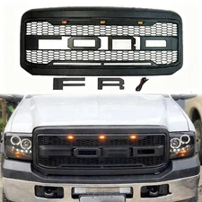 Front Grill For Ford 2005-2007 F250 F350 Super Duty Raptor Style W/letter & Led