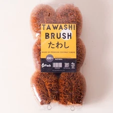 Pack of 6 Tawashi 100% Natural Coconut Coir Fiber Brush Vegetable Scrub Brush 