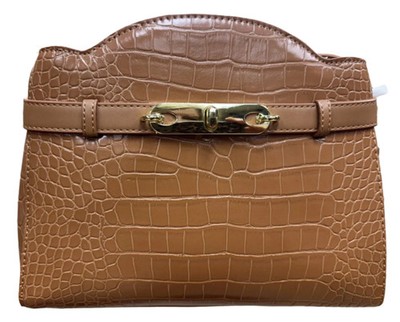 M K klassische Damenhandtasche hellbraun Krokodildruck mit abnehmbaren Trägern