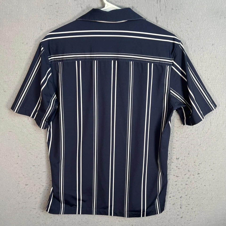 Zara Navy Blue Striped Short Sleeve Shirt Mens Size Small Regular Fit - Image 2 of 4