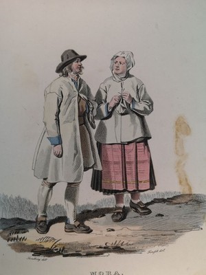 Altkolorierte Lithographie von 1827 . Schweden ''Mora. II.'' Forssell u. Grafströn