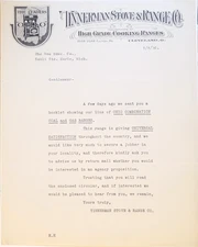 Tinnerman Stove & Range Co Cleveland OH 1916 Letterhead Cooking Ranges