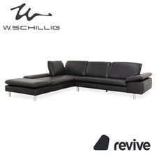 Willi Schillig Loop Leder Ecksofa Schwarz Anthrazit Sofa Couch manuelle Funktion