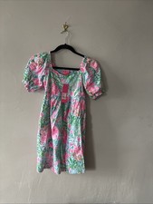 Lily Pulitzer Kids Girls Amalfi Blue Leaf It Wild Mini Delaney Dress L 8-10 NWT