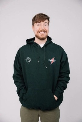 Mr Beast Panther Logo Dark Green YouTuber Revolt Hoodie Sweatshirt Mens Large
