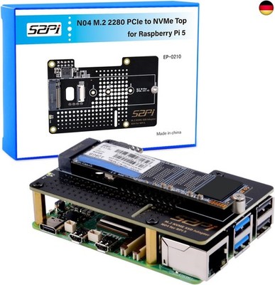 N04 M.2 M-Key NVMe SSD Shield für Raspberry Pi 5, M.2 2280 PCIe to NVMe SSD Shie