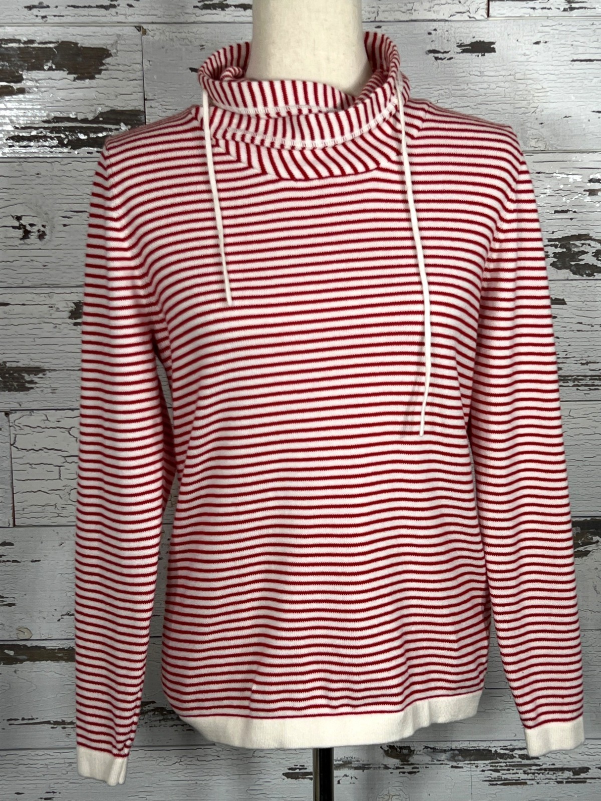CABI Ringmaster Pullover Red/White Striped Sz S #6447 NWOT