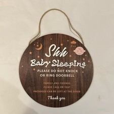 Handmade Wooden Round Hanging Baby Sleeping Nursery Sign Stars Decor