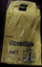 VTG 70s MENS YELLOW "CAREER CLUB" DISCO COLLAR SHIRT NEW OLD NOS NIP SZ 15 USA