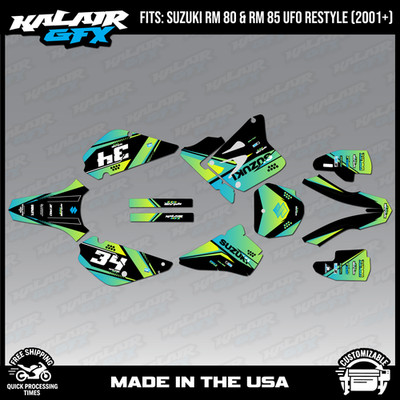 Graphics Kit for Suzuki RM85 (2001-2023) UFO Restyle Icon - Lime
