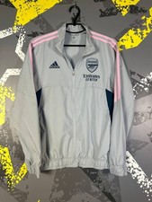 Arsenal Training Football Soccer Zipped Jacket Gray Adidas Men Size S ig93