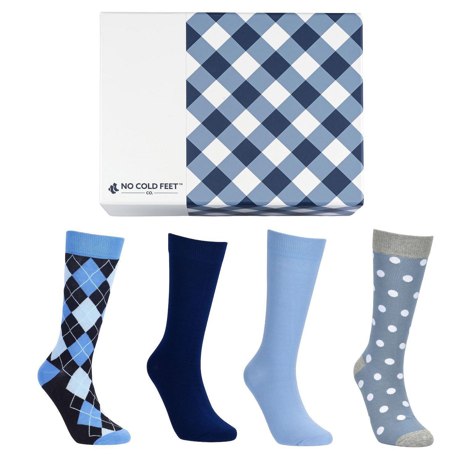 No Cold Feet Men’s Dress Socks, Combed Cotton Socks 4-Pack Gift Box